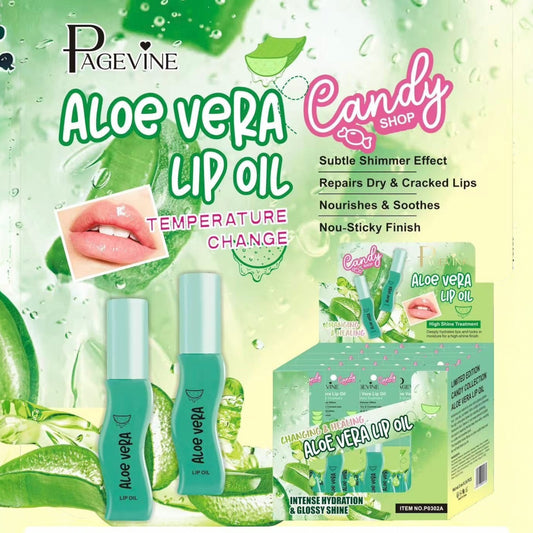 PAGEVINE ALOE VERA LIP OIL 24 PCS DISPLAY