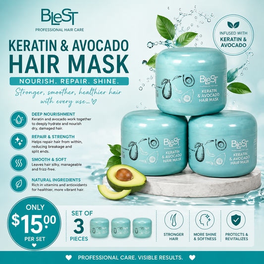 3PCS BLEST KERATIN AND AVOCADO HAIR MASK BH702