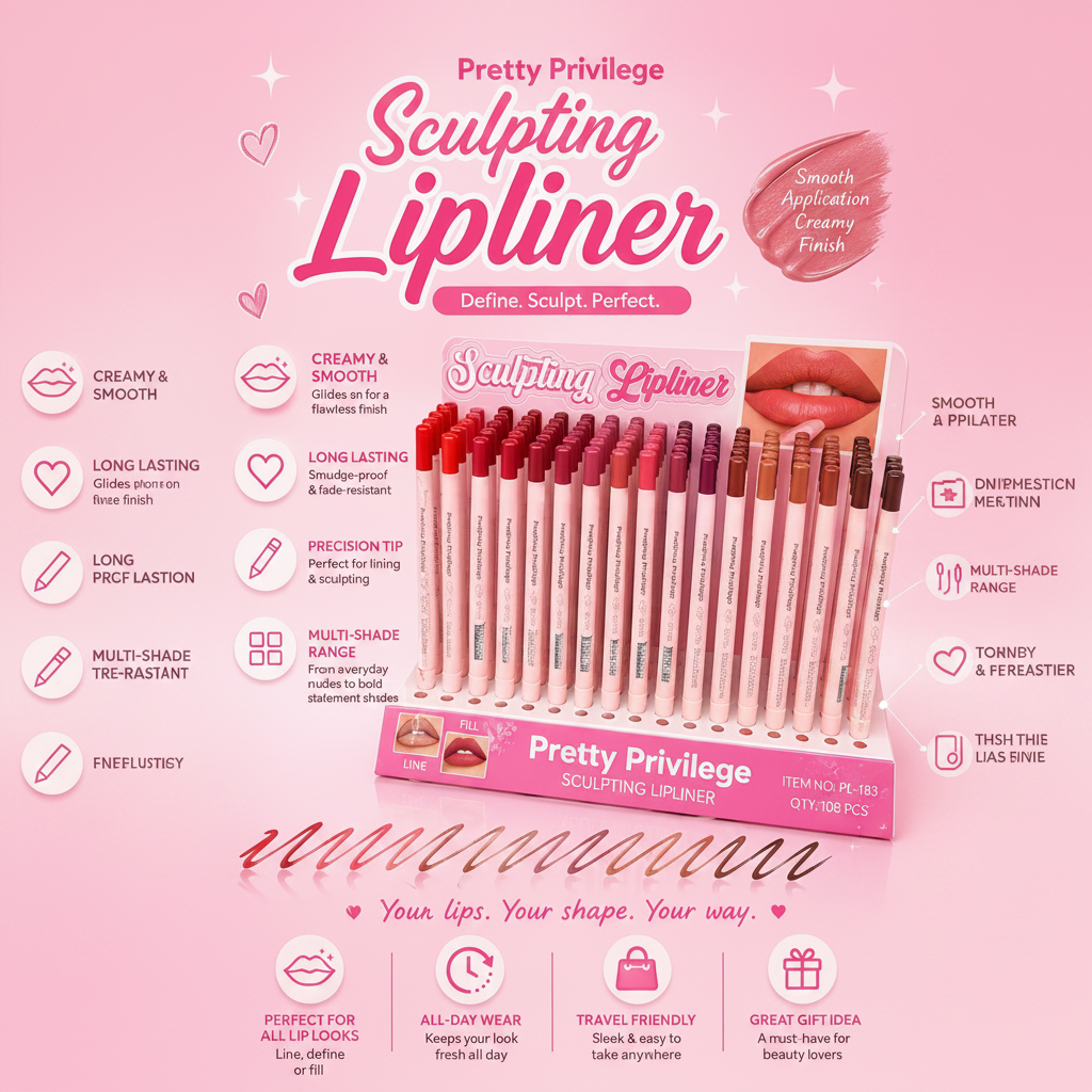 108PCS DISPLAY PRETTY PRIVILEGE SCULPTING LIPLINER PL183