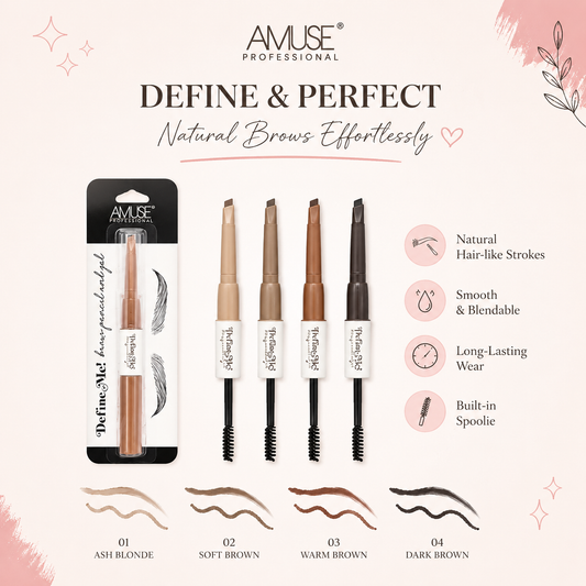 8PCS PACK AMUSE DEFINE ME! BROW PENCIL & GEL PN42MIX