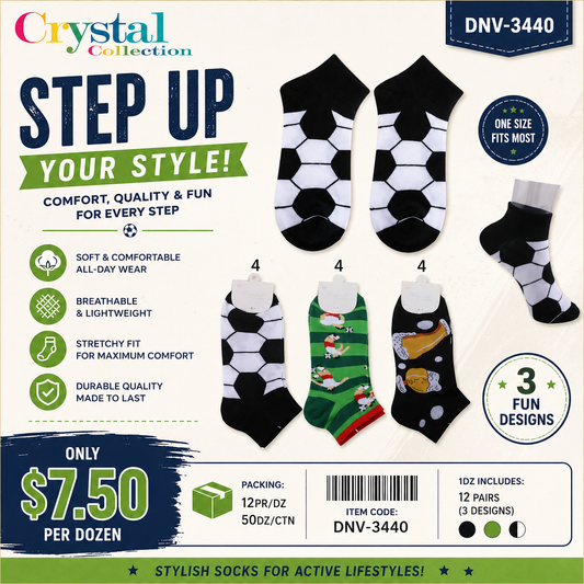 12PCS PACK SOCCER ANKLE SOCKS DNV-3440