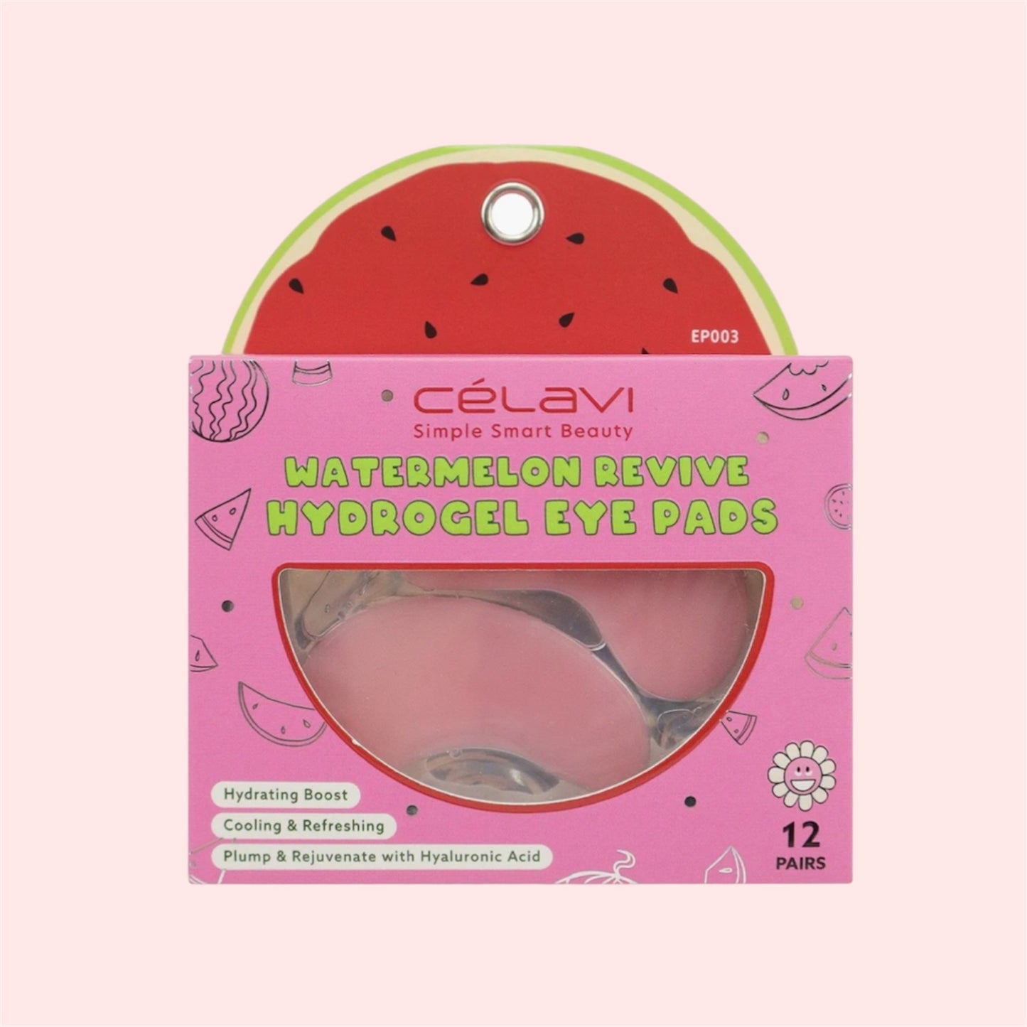3PCS CELAVI WATERMELON REVIVE HYDROGEL EYE PADS 12 PAIRS