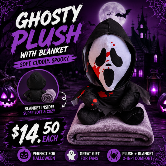 1PCS GHOSTY PLUSH WITH BLANKET