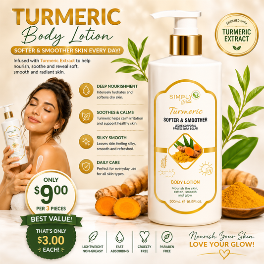 3PCS SIMPLY BELLA TURMERIC SOFTER & SMOOTHER BODY LOTION SIB1025