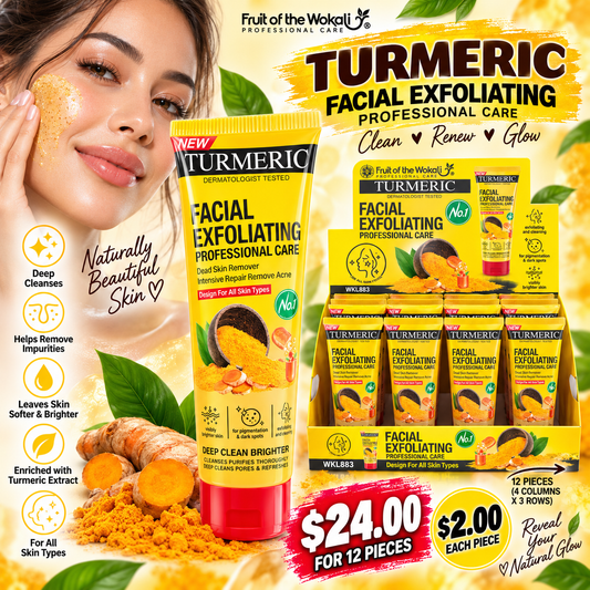 12PCS DISPLAY TURMERIC FACIAL EXFOLIATING CLEANSER WKL833