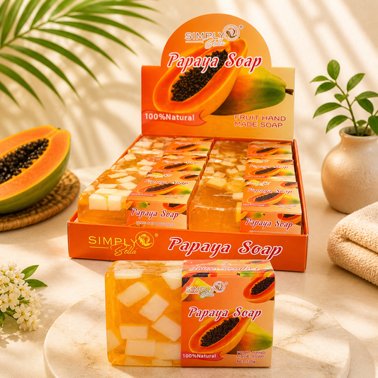 12PCS DISPLAY SIMPLY BELLA FRUIT HAND PAPAYA SOAP  #SIM042