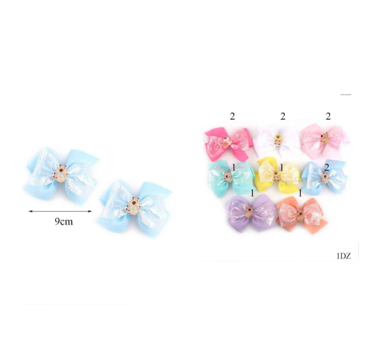 24 PCS PACK BROWN BEAR PONNY TAIL HAIR BOWS MKC-4879