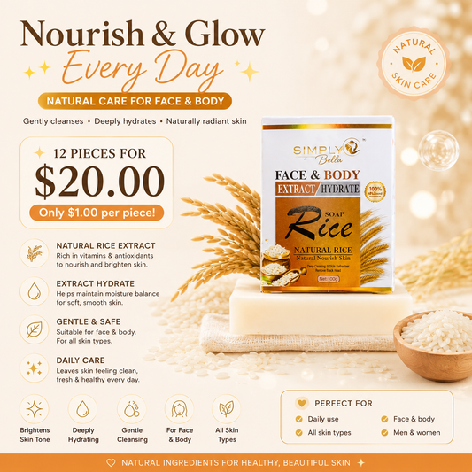 12PCS SIMPLY BELLA EXTRACT & HYDRATION RICE SOAP SIM003