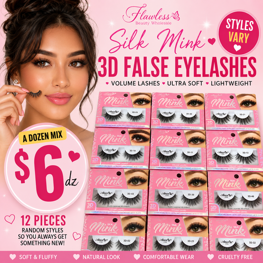 12PCS PACK AMOUR US SILK MINK 3D EYELASHES