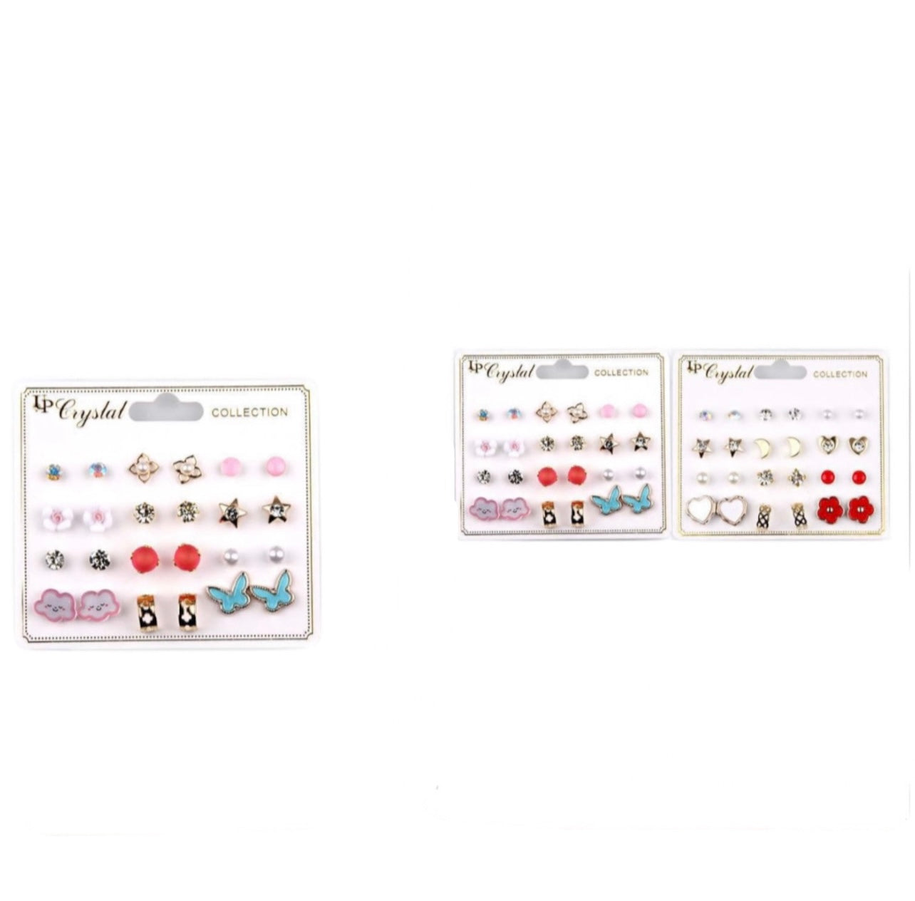 BLUE BUTTERFLY ASSORTED EARRINGS  12 PCS PACK #FB08
