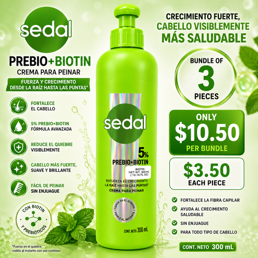 3PCS SEDAL PREBIOTICOS + BIOTINA CREMA PARA PEINAR 4780