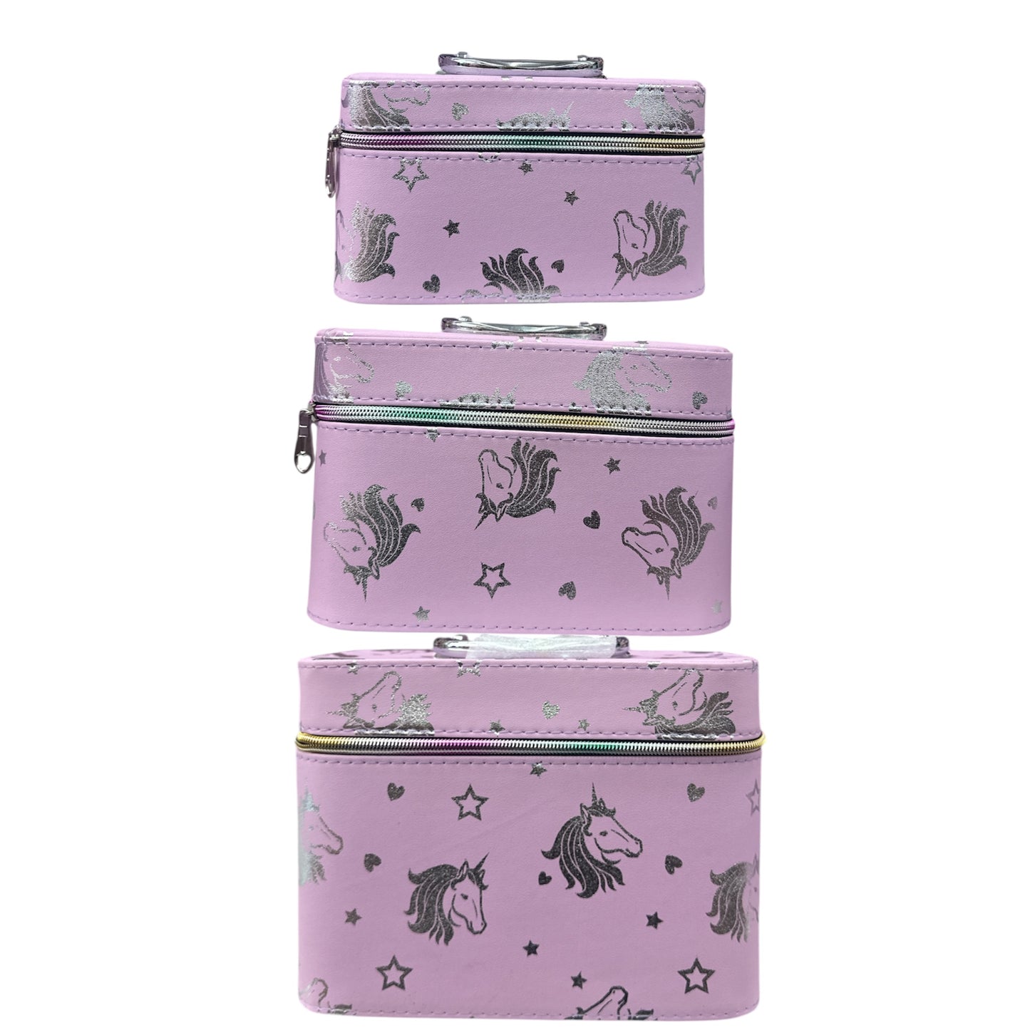 PURPLE IN UNICORN 3PCS CARRY MAKEUP BOX