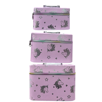 PURPLE IN UNICORN 3PCS CARRY MAKEUP BOX