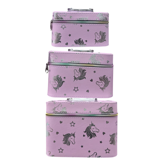PURPLE IN UNICORN 3PCS CARRY MAKEUP BOX