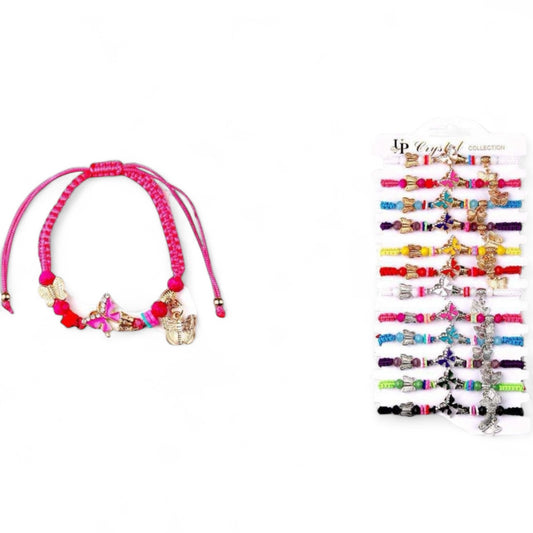 12PCS PACK BUTTERFLY COQUETTE STRING BRACELET YBT-4902