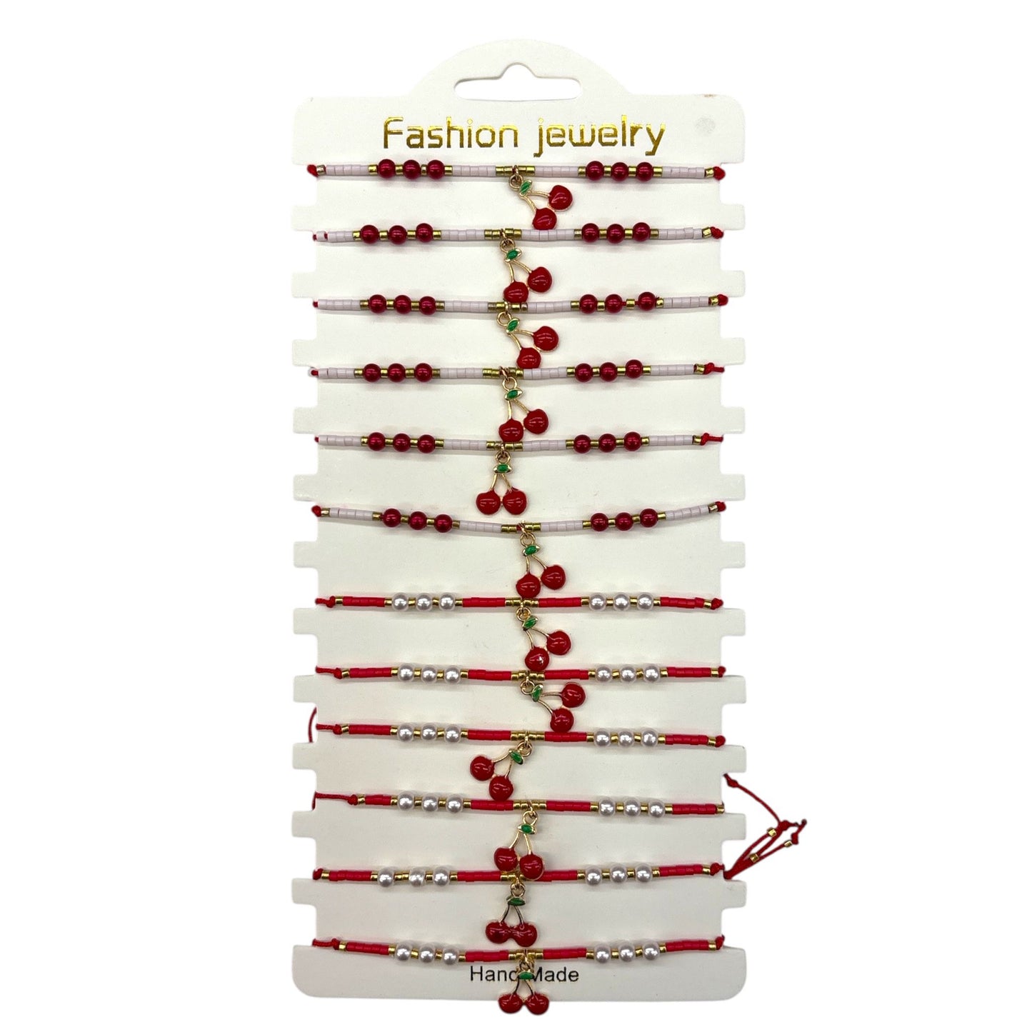 SMALL CHERRY STRING BRACELET 12 PCS PACK