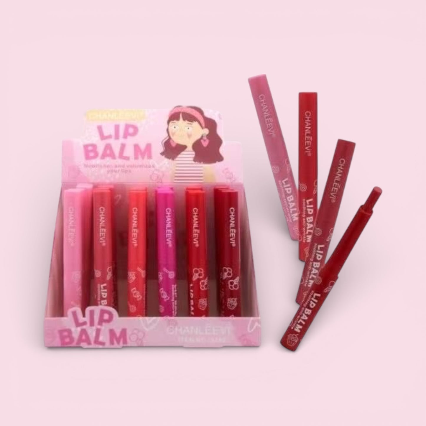 24PCS DISPLAY CHANLEEVI  SMOOTHING ANTI WRINKLE COLOR LIP BALM 3252