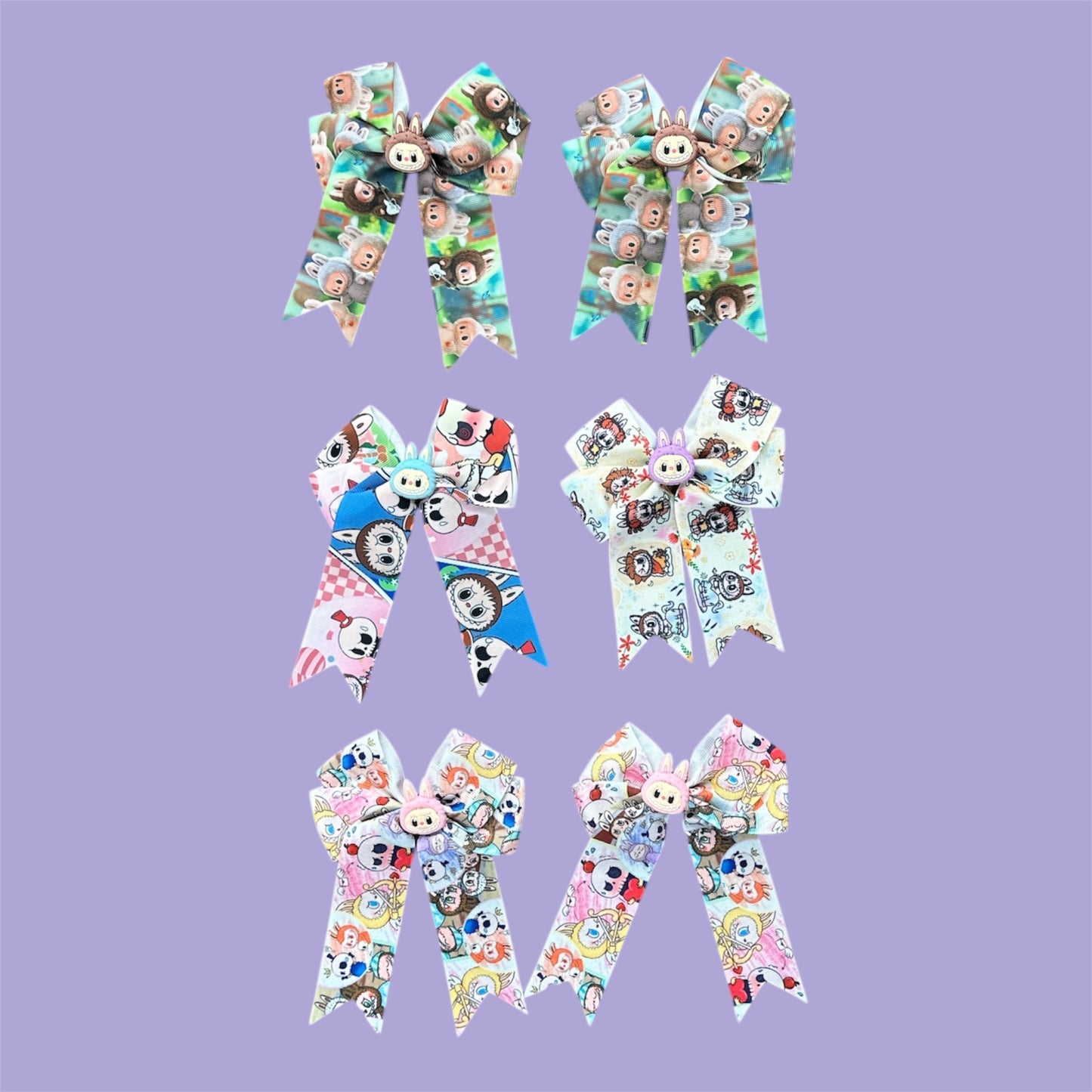 12PCS PACK GREEN & BROWN HAIR BOWS