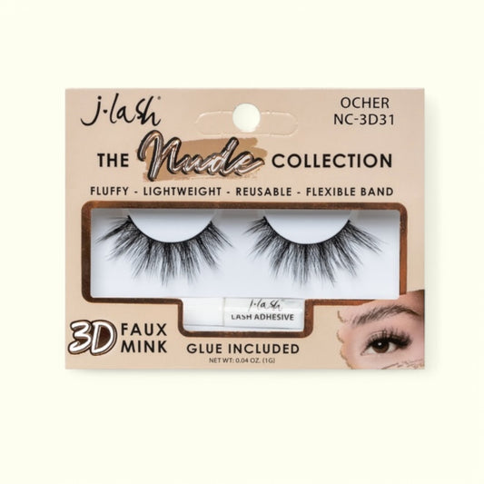 6PCS PACK JLASH 3D FAUX MINK THE NUDE COLLECTION GLUE INCLUDED  NC-3D31
