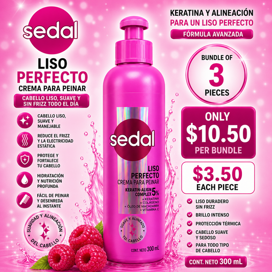 3PCS SEDAL LISO PERFECTO CREMA PARA PEINAR 0117