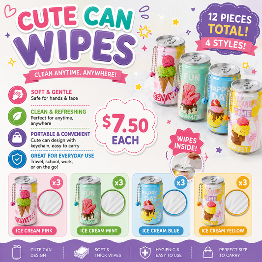 12PCS DISPLAY ICE-CREAM CONE  DESSERT WIPES ANV-1442