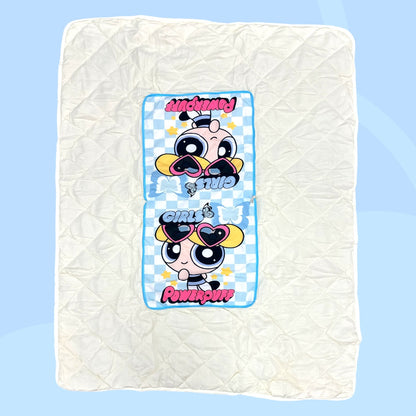 BABY BLUE SÚPER POWER GIRL CHECKERED 2 IN 1 PILLOW & BLANKET