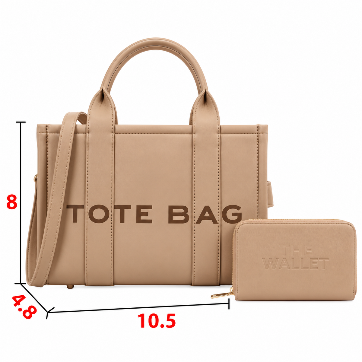 The Tote Bag Beige &  Beige Handle Purse + Wallet