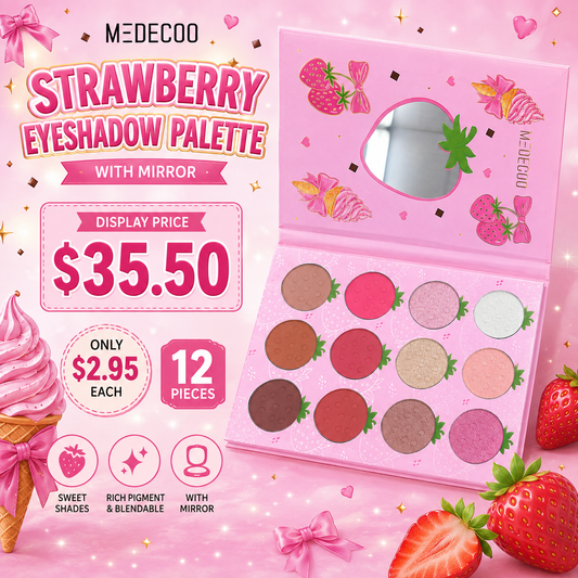 12PCS DISPLAY MEDECOO STRAWBERRY EYESHADOW PALETTE YY-261202