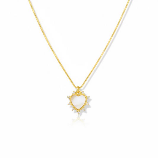 4PCS ORO LAMINADO BLING MILKY WHITE HEART JC1247