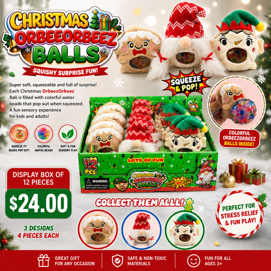 12PCS DISPLAY CHRISTMAS BALLS SQUISHY BTX-101