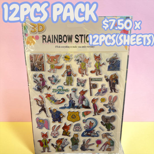 12PCS PACK ZOO STICKERS 12 SHEETS ANV-1232