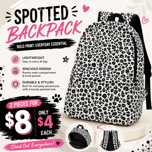 2PCS SET WHITE  CHEETAH WILD BACKPACK