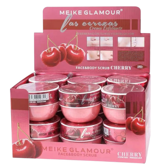 12PCS DISPLAY MEIKE GLAMOUR CHERRY BODY/FACE SCRUB MKG0344