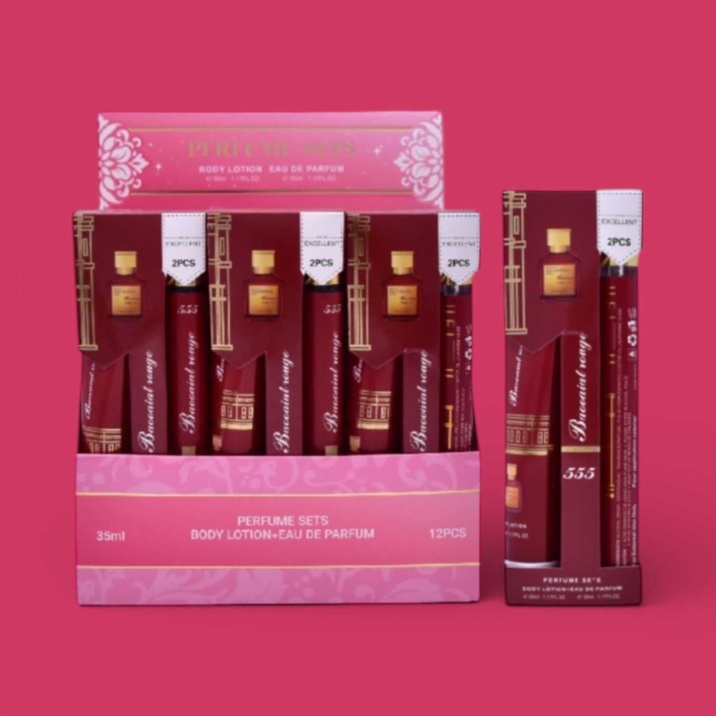 12PCS DISPLAY BAOOAIAT ROUGE PERFUME & BODY LOTION SET T35-17