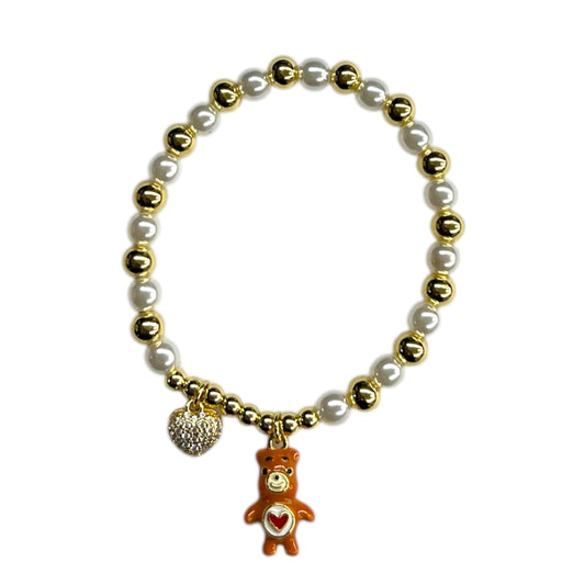 ORO LAMINADO BROWN MOOD BEAR CHARM BRACELET