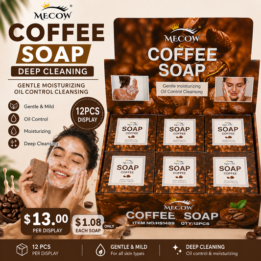 12PCS DISPLAY MECOW COFFEE SOAP HS1489