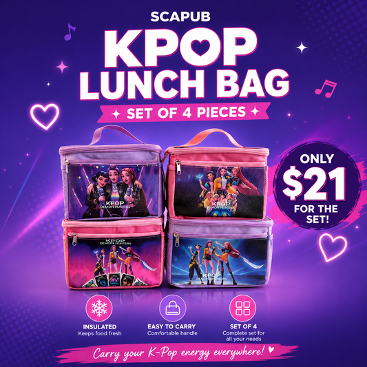 4PCS K POP INSULATED LUNCH BAG WITH STRAP MIX BUNDLE