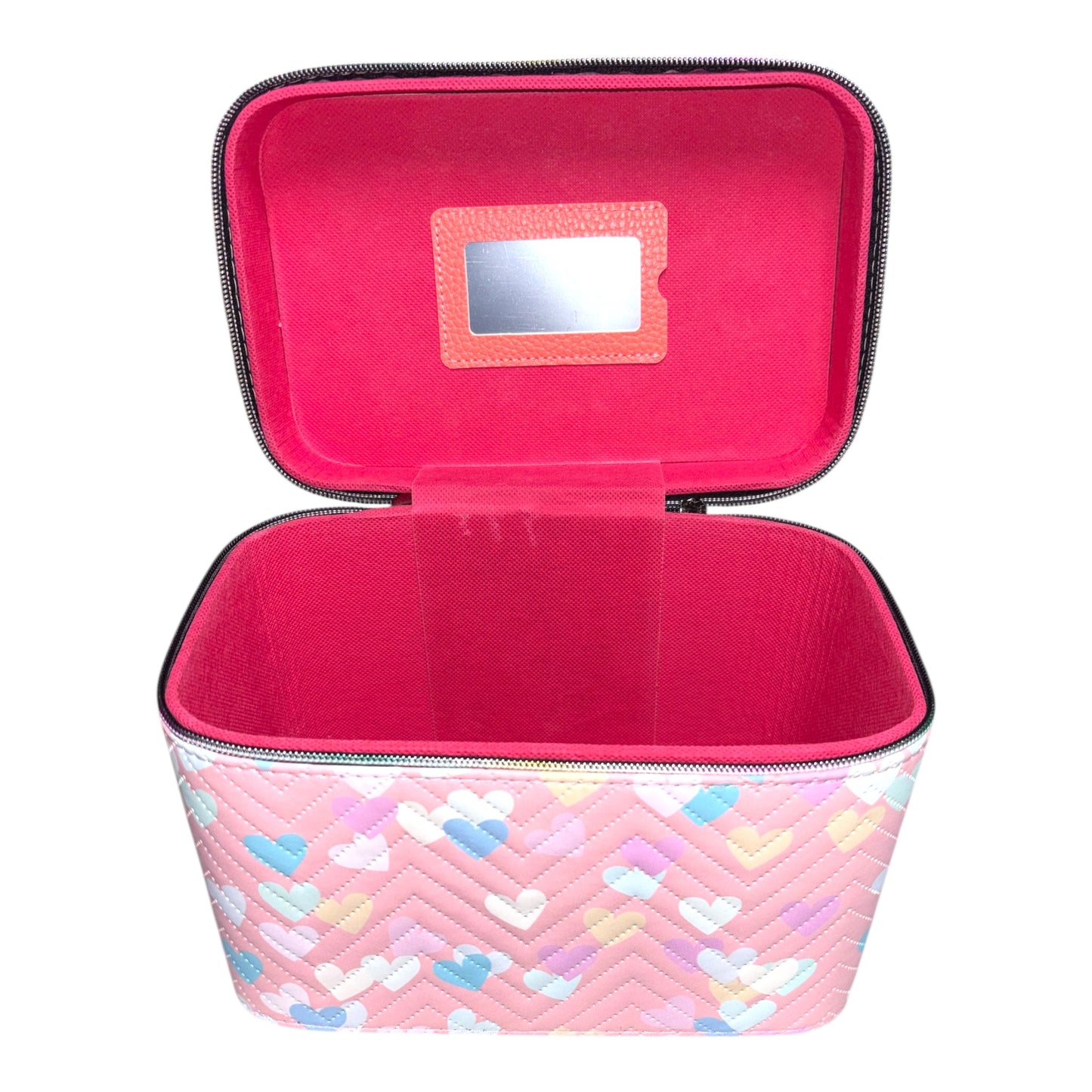 PINK HEARTED 3PCS CARRY ON MAKEUP BOX