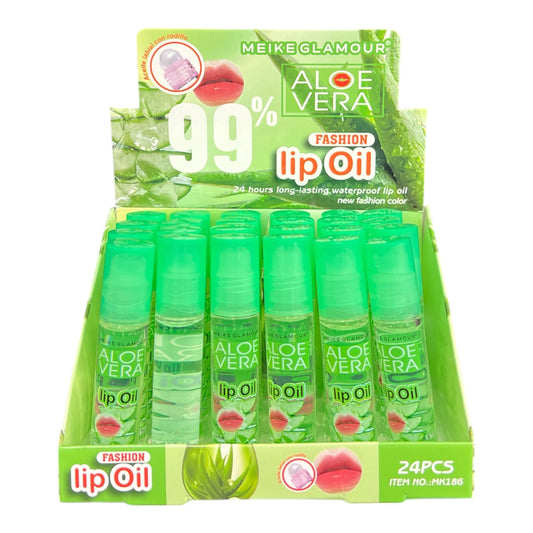 24PCS DISPLAY MEIKE GLAMOUR ALOE VERA LIP OIL MK186