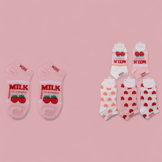 12PCS STRAWBERRY MILK ANKLE SOCKS DNV-2787
