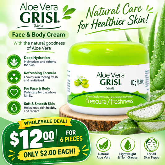 6PCS GRISI ALOE VERA FACE & BODY LOTION 0386