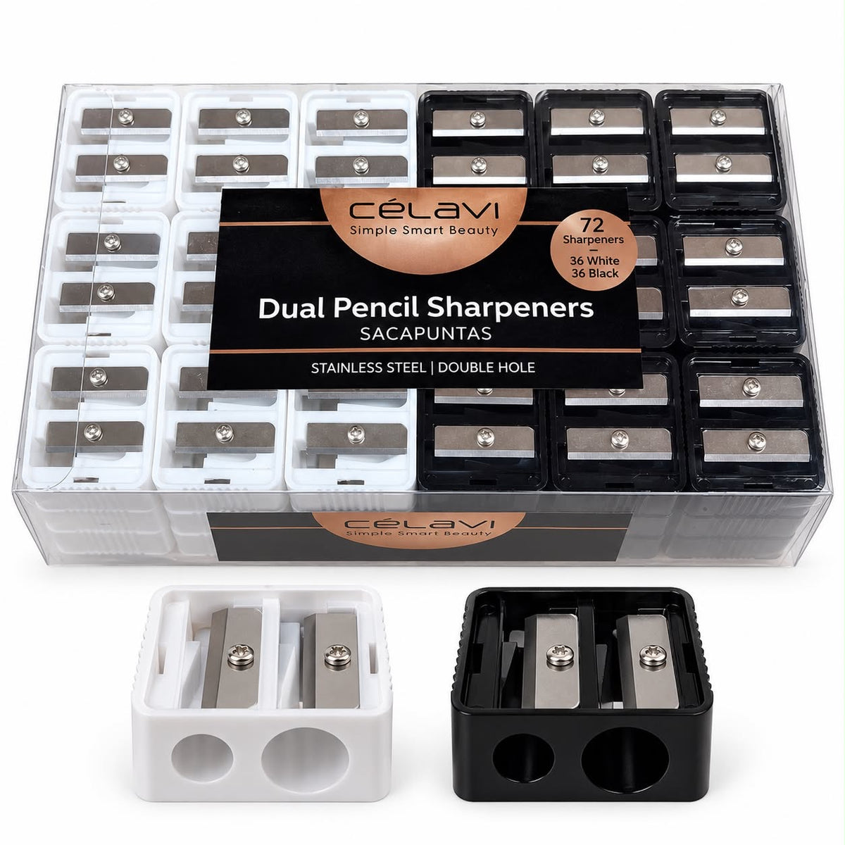 Celavi Dual Pencil Sharpeners Black & White