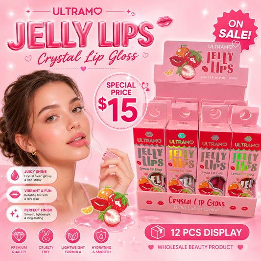 12PCS DISPLAY ULTRAMO JELLY LIPS LIPGLOSS S2390