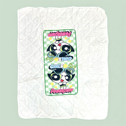 GREEN SUPER POWER GIRL WITH CHECKERED  2 IN 1 PILLOW & BLANKET