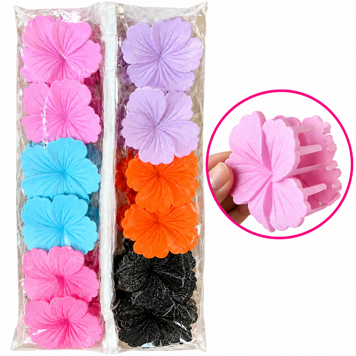 Pack Solid Flowers Hair Clips