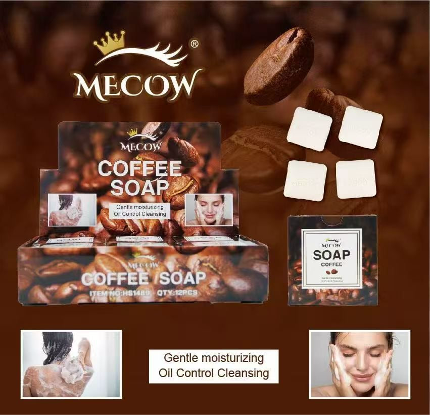 12PCS DISPLAY MECOW COFFEE SOAP HS1489