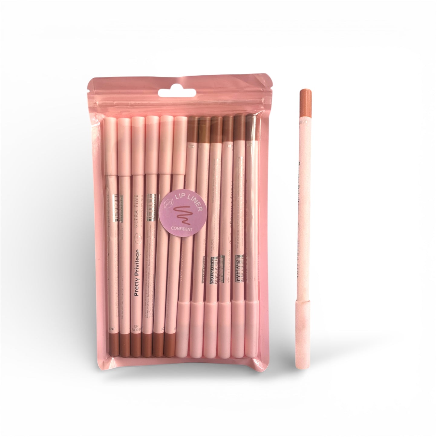 12PCS PACK PRETTY PRIVILEGE LIP LINER #13 CONFIDENT