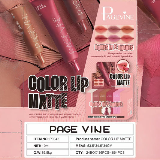 36PCS DISPLAY PAGEVINE COLOR LIP MATTE PO343