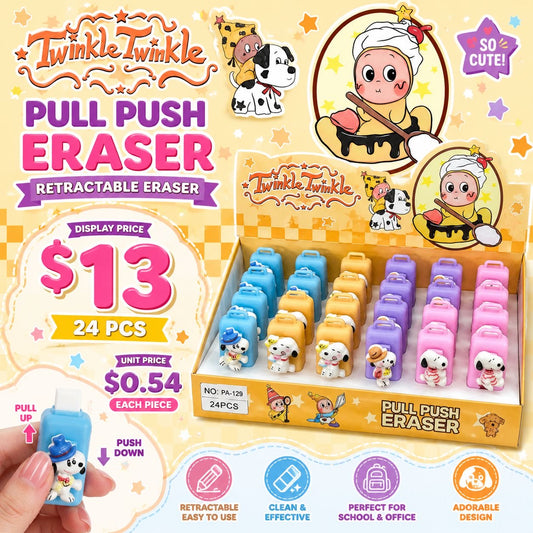 24PCS DISPLAY WHITE DOG SLIDE UP ERASERS