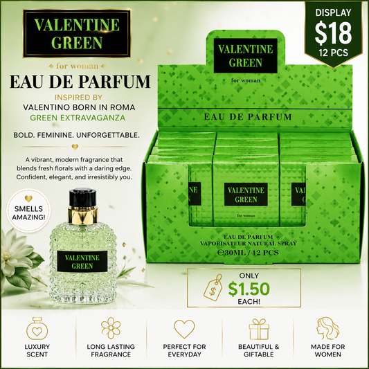 12PCS DISPLAY VALENTINE GREEN MINI PERFUME EBC3114